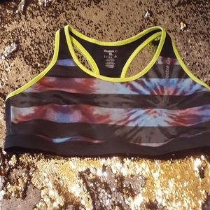 Reebok sports bra black and tie dye in like new